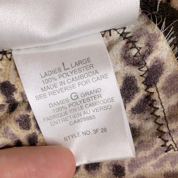 Vintage Y2K Premiere Collection Leopard Print Satin Slip Dress Lingerie W Lace L - Picture 4 of 14
